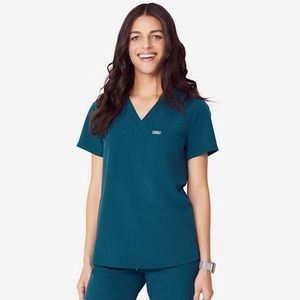 FIGS Catarina one pocket scrub top Caribbean blue